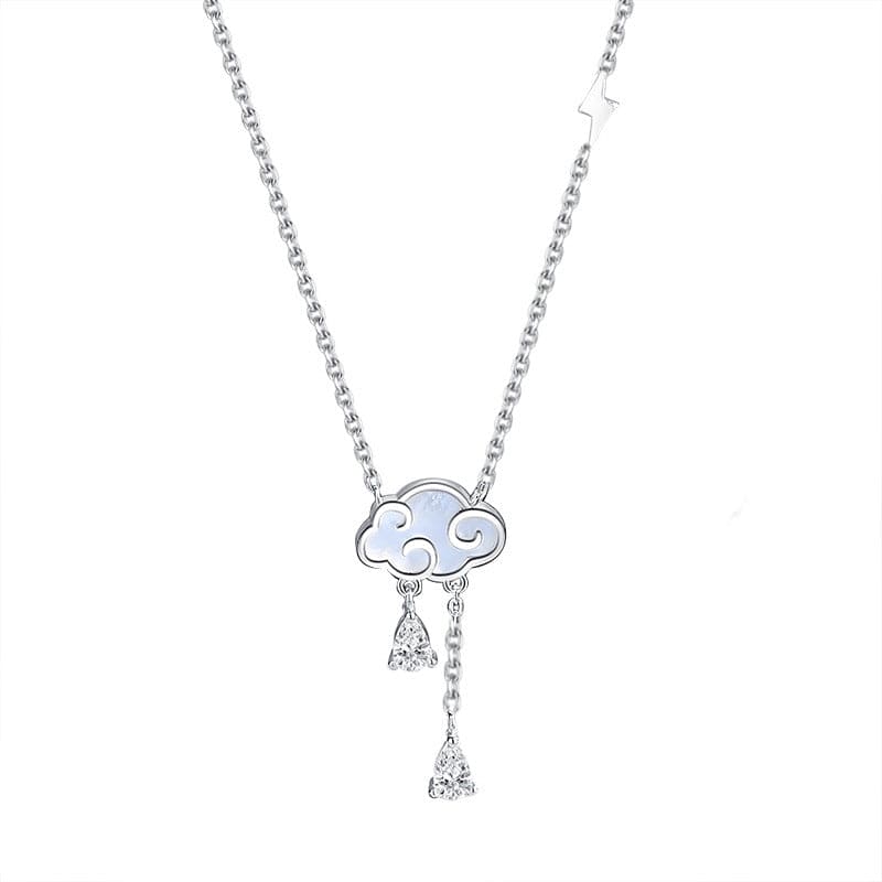 Storm Cloud with Lightning Bolt Necklace Sterling Silver with Cubic Zirconia Storm Cloud with Lightning Bolt Necklace Sterling Silver with Cubic Zirconia