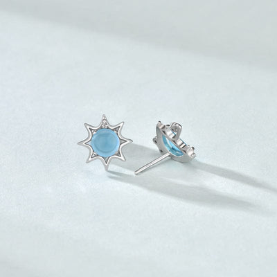 nolo candy blue stone crystal water umbrella and sun sterling silver stud earrings