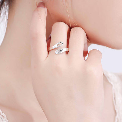 woman wearing christian faith sterling silver cross ring