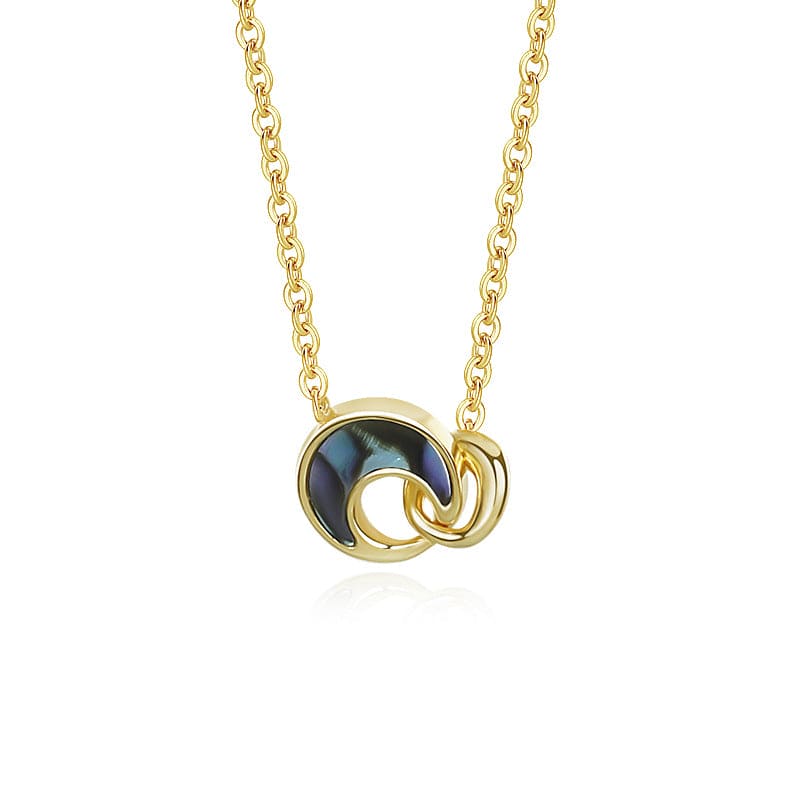 nolo abalone shell crescent moon lock gold plated sterling silver dainty necklace