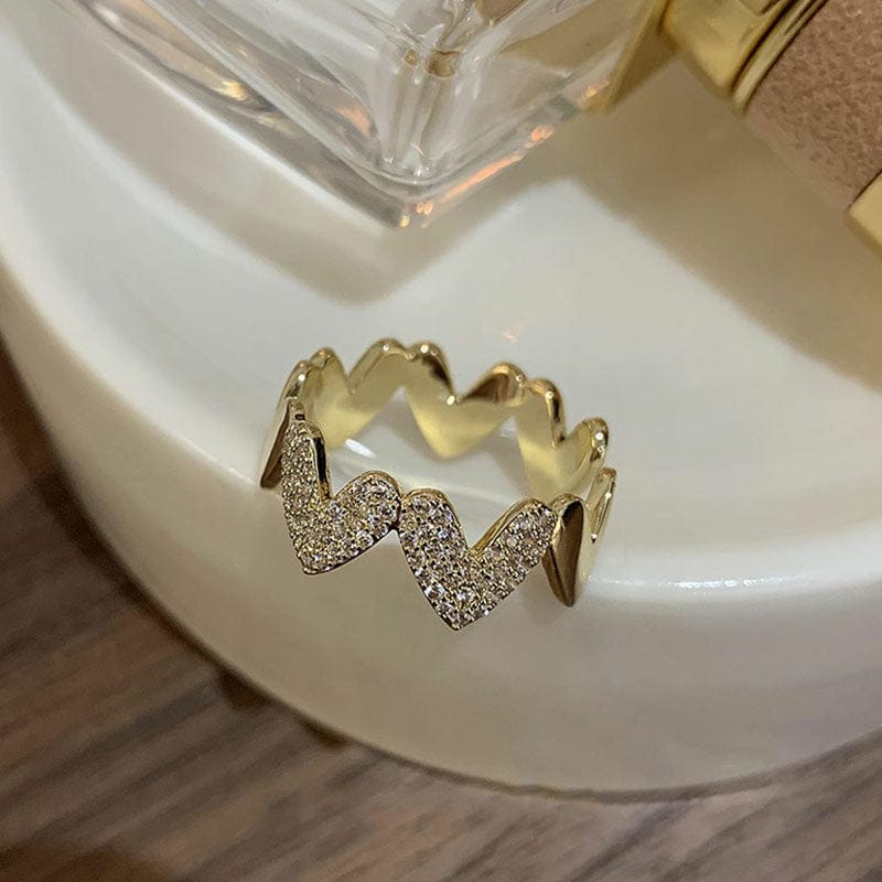 nolo crown of hearts unique creative artistic cubic zirconia adjustable 18k gold plated sterling silver love infinity ring