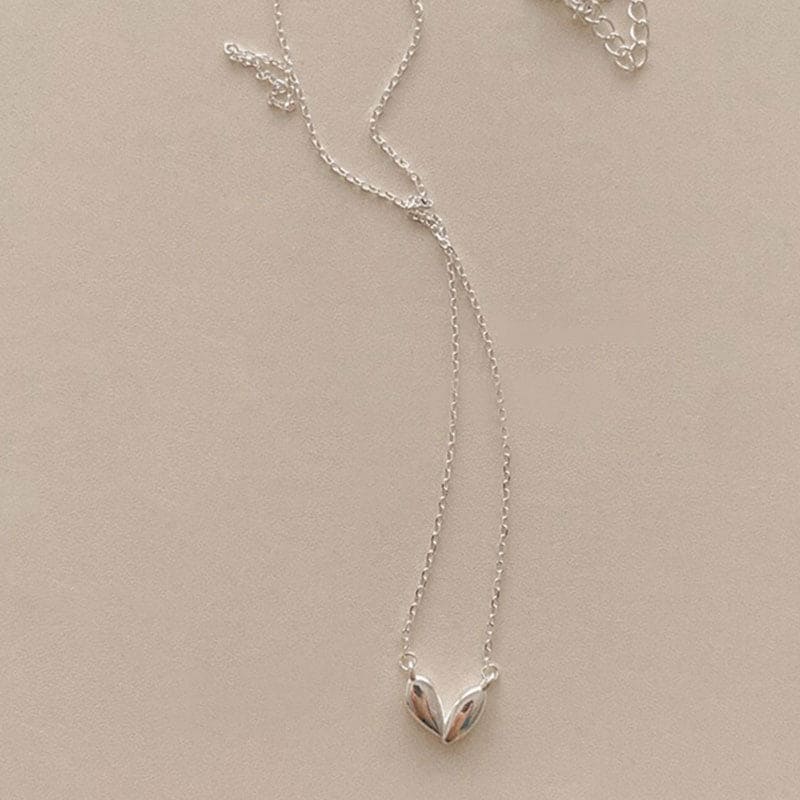 nolo cute asymmetrical heart shape angular artistic creative style dainty irregular minimalist chain sterling silver necklace