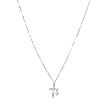 nolo cute mother daughter child cross and mini cross sterling silver necklace