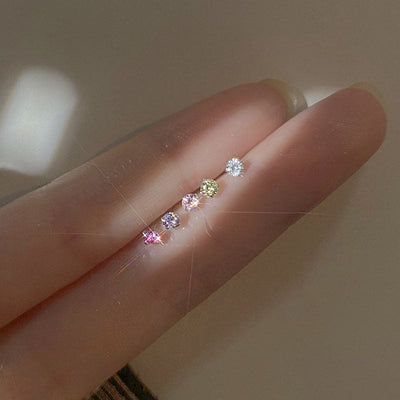 nolo cute super dainty colored mini birthstone gemstone sterling silver stud earrings