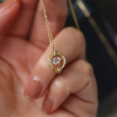 nolo dancing queen floating gemstone spinning twirling gold plated sterling silver dainty playful necklace
