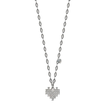 nolo gameplay 8 bit pixel heart pixelated sterling silver video game retro gamer necklace