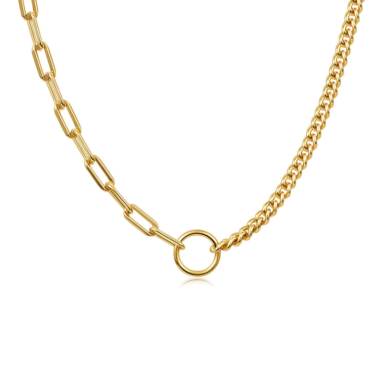 nolo half and half paperclip and cuban link gold plated sterling silver splicing necklace