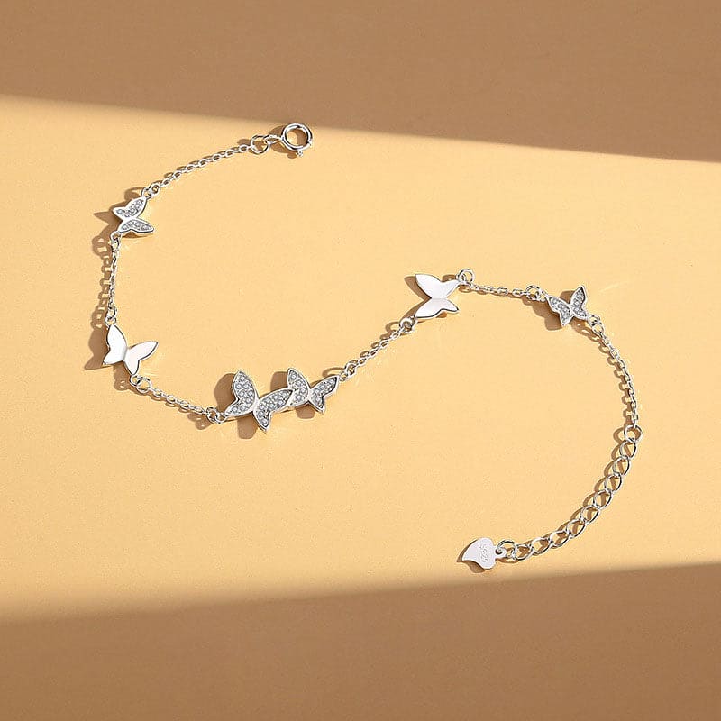 nolo multi flying butterflies dainty chain link silver bracelet