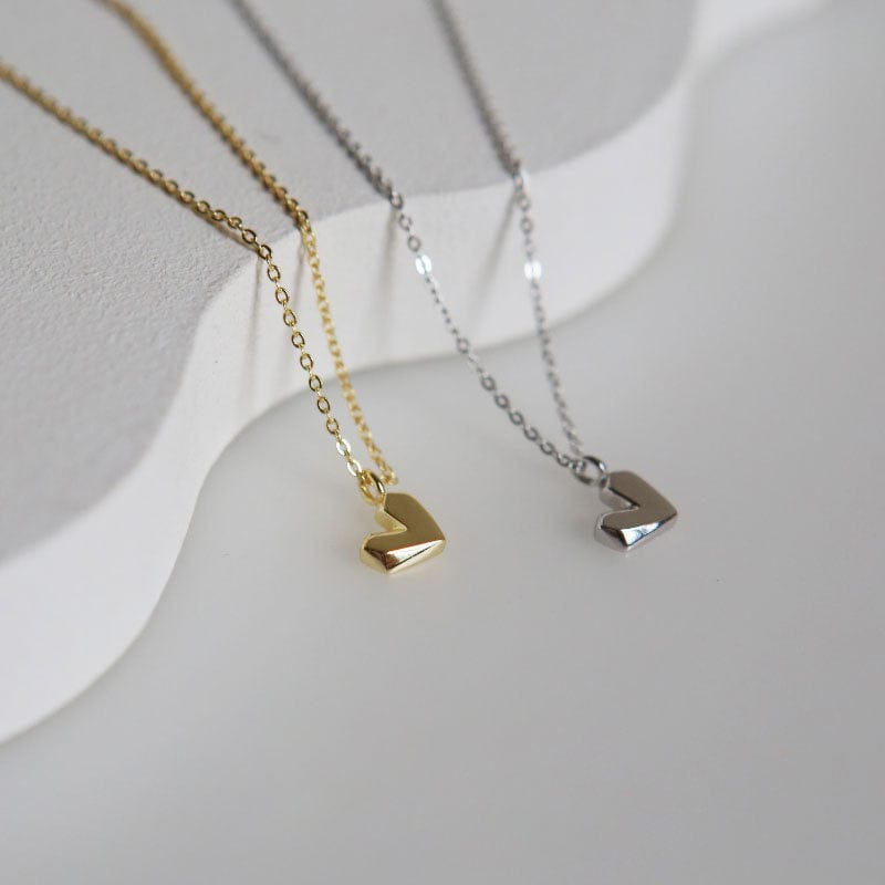 nolo origami geometric angular cute dainty tiny small 18k gold plated sterling silver heart necklace