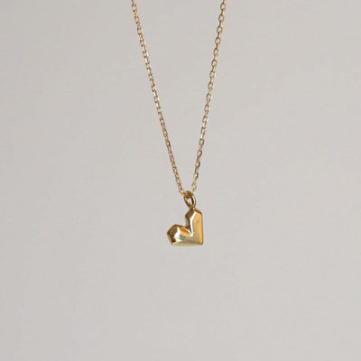nolo origami geometric angular cute dainty tiny small 18k gold plated sterling silver heart necklace