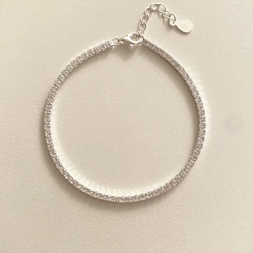nolo petite glimmer 1mm micro set sterling silver cubic zirconia gemstone dainty tennis bracelet