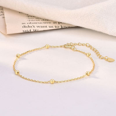 nolo six mini bead dainty gold plated sterling silver adjustable chain bracelet