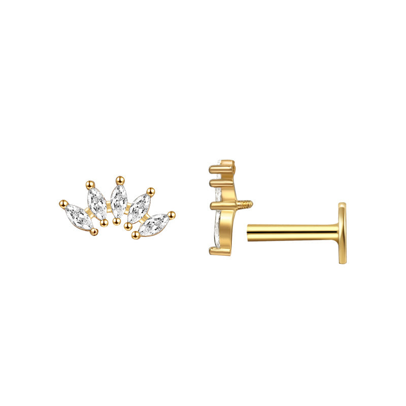 queens radiance gold plated sterling silver crown shaped cubic zirconia stud earrings