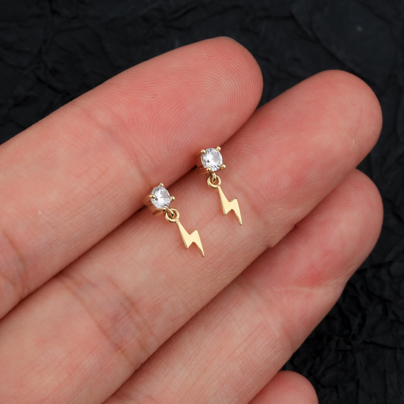 spark of creativity sterling silver lightning bolt dainty stud earrings