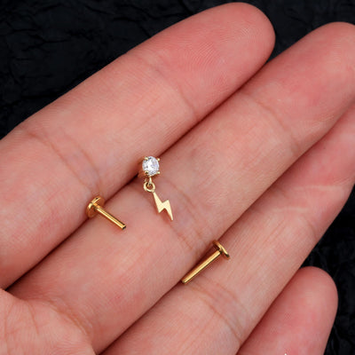 spark of creativity sterling silver lightning bolt dainty stud earrings