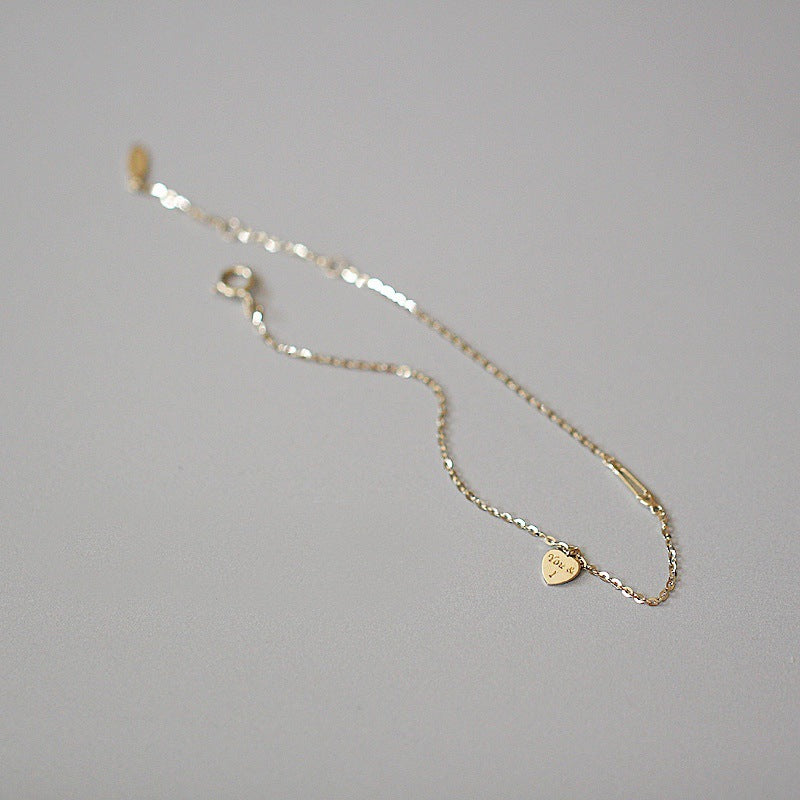 you and I bracelet or anklet gold plated sterling silver heart chain bracelet