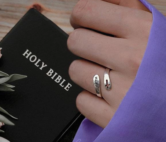 Faith & Cross Style Sterling Silver Christian Ring