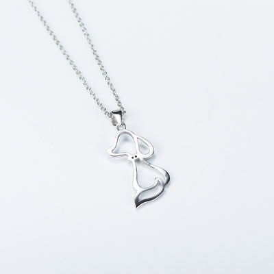 Cute Puppy Dog 925 Sterling Silver Pendant Necklace