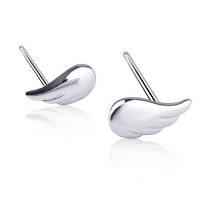 S925 Sterling Silver Angel Wings Stud Minimalist Earrings