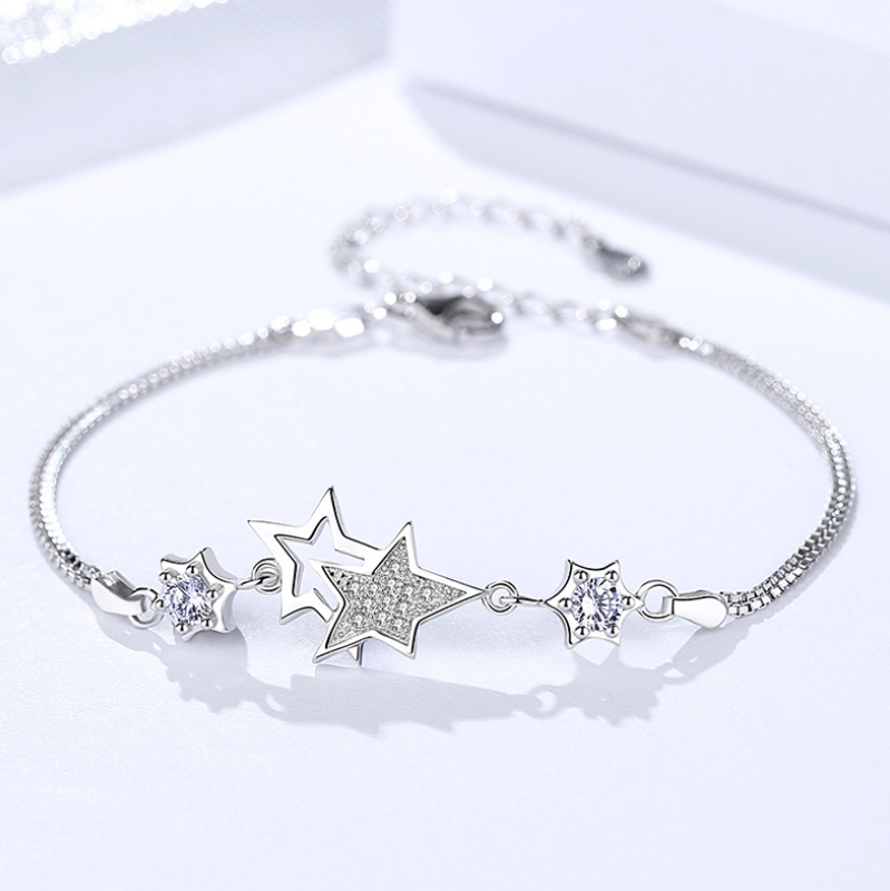 Double star 925 Sterling Silver Bracelet