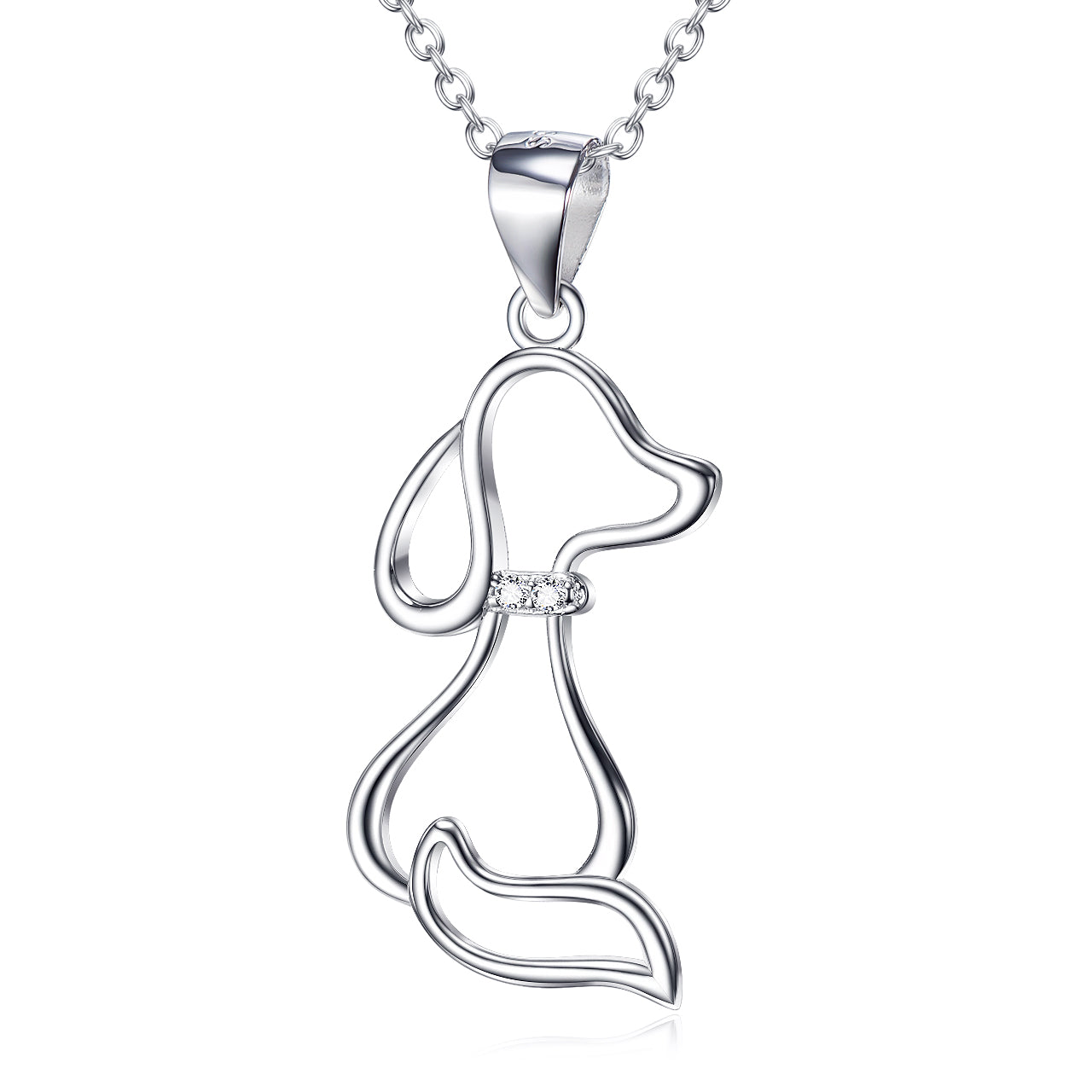 Cute Puppy Dog 925 Sterling Silver Pendant Necklace