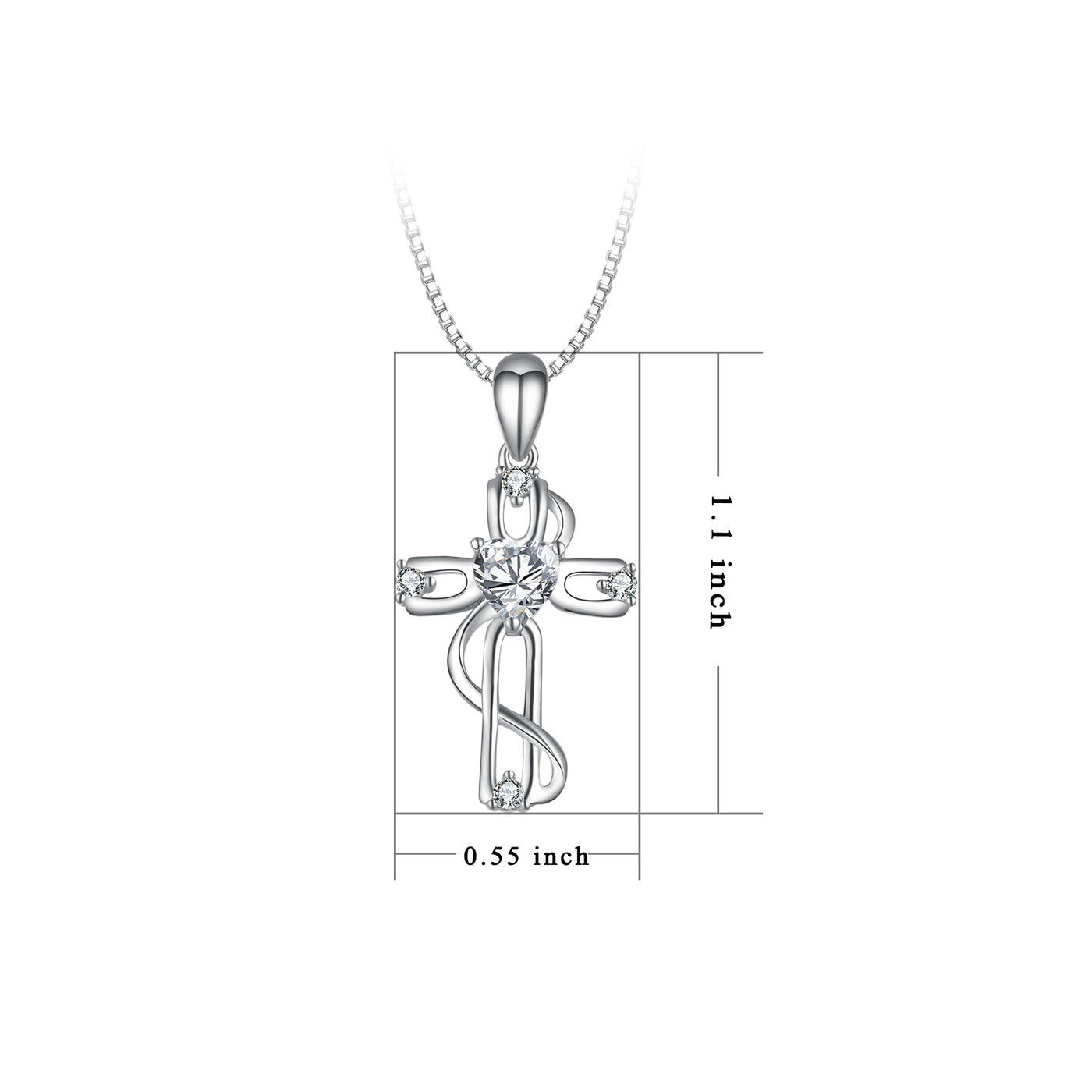 925 Sterling Silver Cross Infinity Accented Necklace