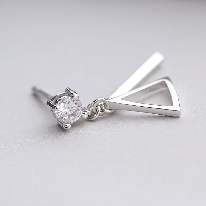 925 Sterling Silver Minimalist Triangle Long Dangle Earrings