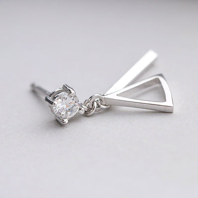 925 Sterling Silver Minimalist Triangle Long Dangle Earrings