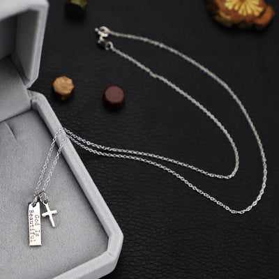 925 Silver "God Is Beautiful" Cross Pendant Necklace
