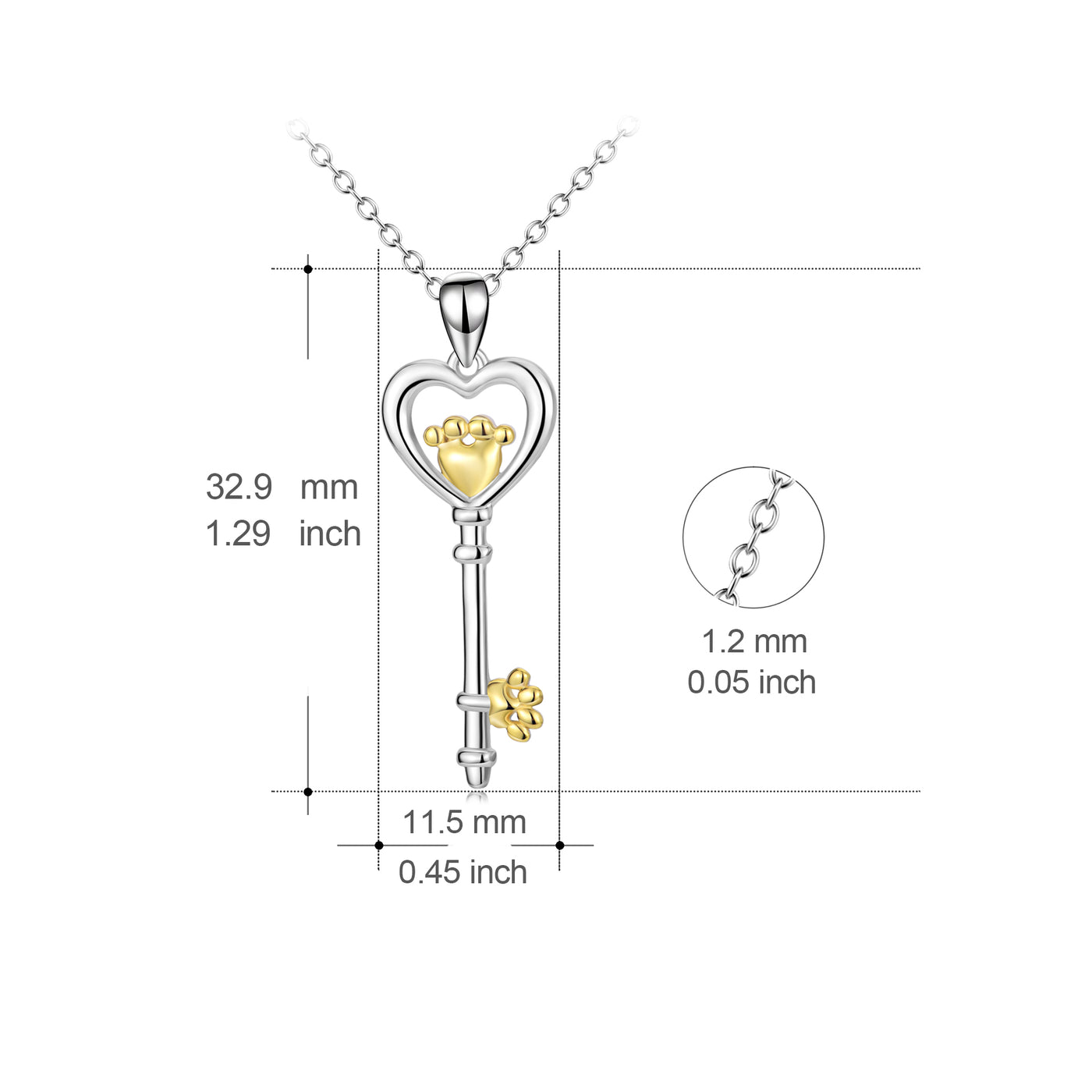 Key Heart 925 Silver Pendant Necklace