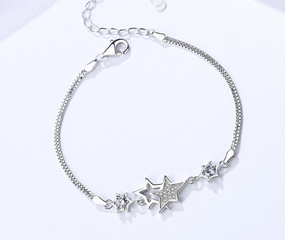Double star 925 Sterling Silver Bracelet