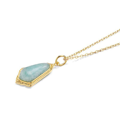 Amazonite Natural Blue Green 14k Gold Plated 925 Sterling Silver Fine Necklace