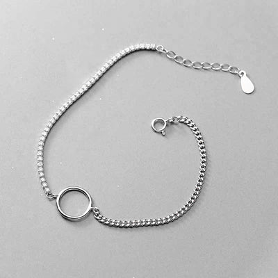 Classic Circle Chain Bracelet In 925 Sterling Silver