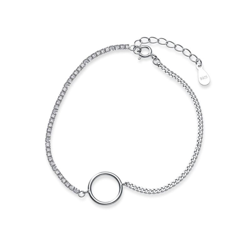 Classic Circle Chain Bracelet In 925 Sterling Silver
