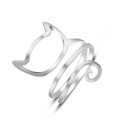 cute cat spiral outline 925 sterling silver ring