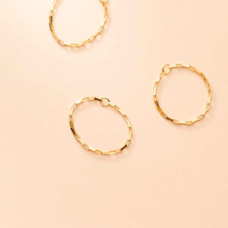 Dainty Chain Link Style Minimalist Stackable 18K Gold Plated 925 Sterling Silver Ring