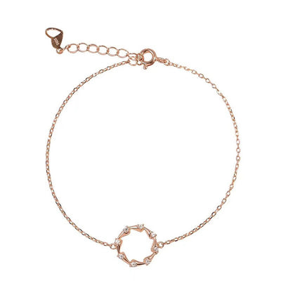 Dainty Circle Shaped Cubic Zirconia Embellished 925 Sterling Silver Rose Gold Plated Bracelet