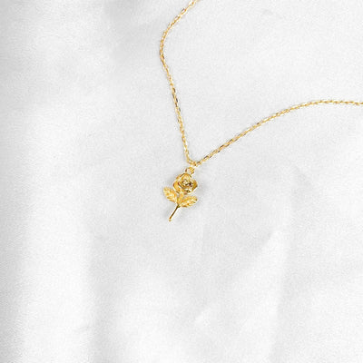 Dainty Rose Flower 18K Gold Plated 925 Sterling Silver Necklace