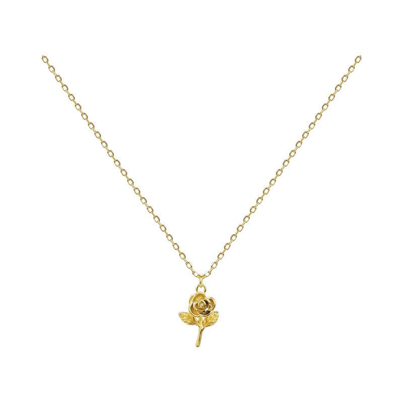Dainty Rose Flower 18K Gold Plated 925 Sterling Silver Necklace