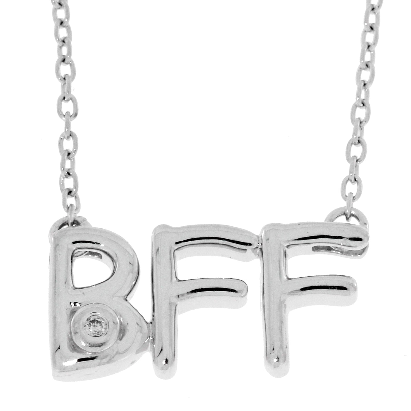 Diamond 0.01 Carat Best Friend Forever BFF Friendship Sterling Silver Pendant Necklace
