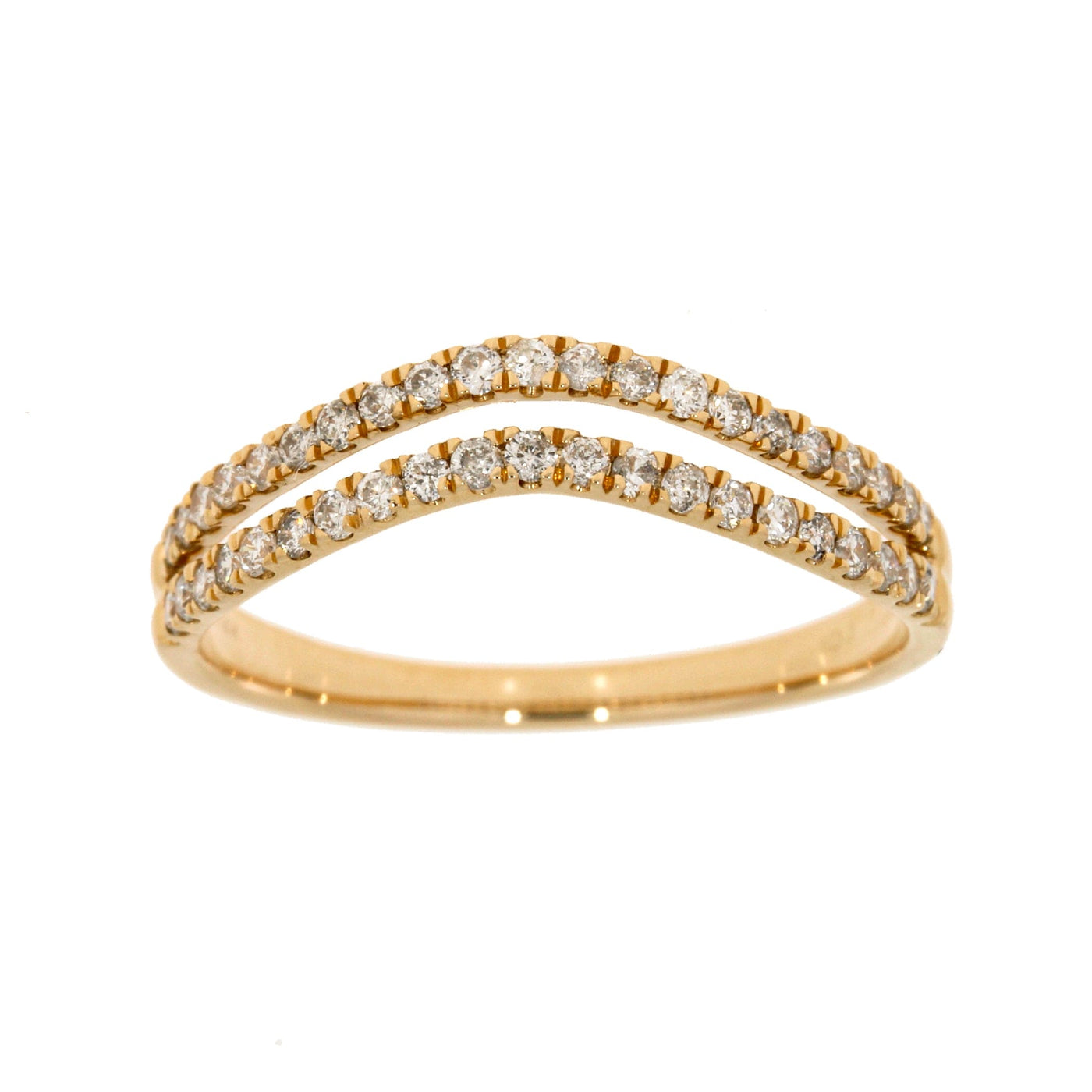 Double Rowed Natural 1/3 (0.34) Carat Diamond 14K Rose Gold Wedding Band Ring
