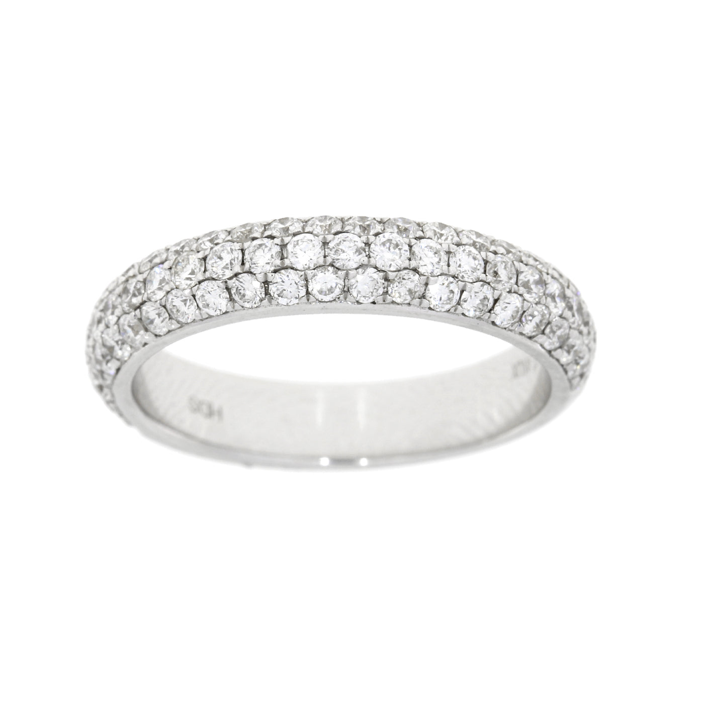 Genuine 1.13 Carat Diamond 14K White Gold Semi Eternity Wedding Engagement Band Luxury Womens Ring