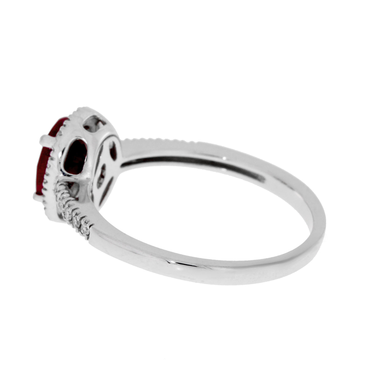 Genuine 1.14 Carat Large Ruby And White Diamond Luxury 14K White Gold Ring