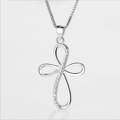 Infinity Cross 925 Sterling Silver Cubic Zirconia Pendant