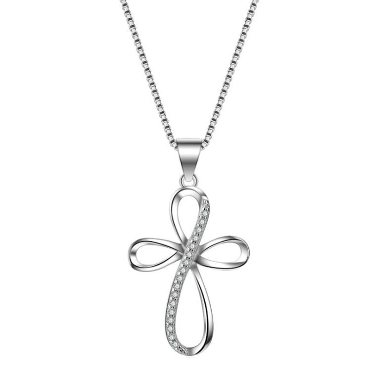Infinity Cross 925 Sterling Silver Cubic Zirconia Pendant
