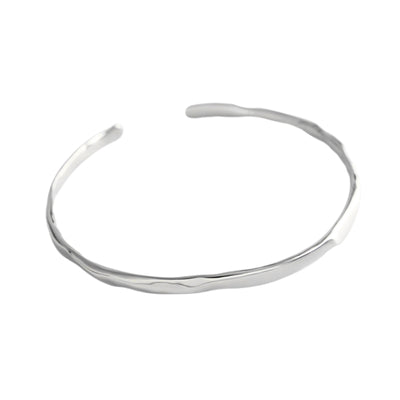 Irregular Shaped Minimalist Stackable Plain Sterling Silver Bracelet