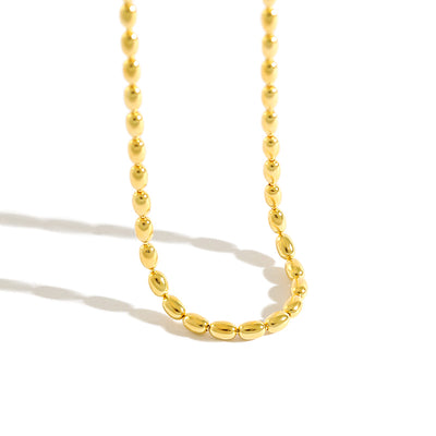 Large Ball Chain Beaded Pelline Clavicle Necklace In Gold Plated Sterling Silver