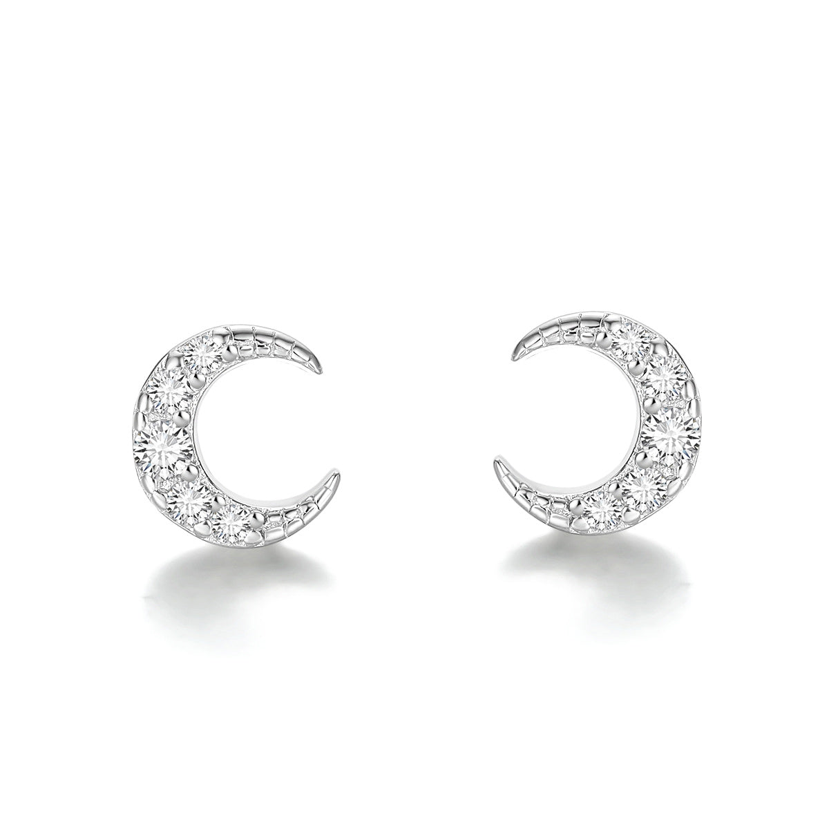 Mini Crescent Moon Starry Night 925 Sterling Silver Stud Earrings