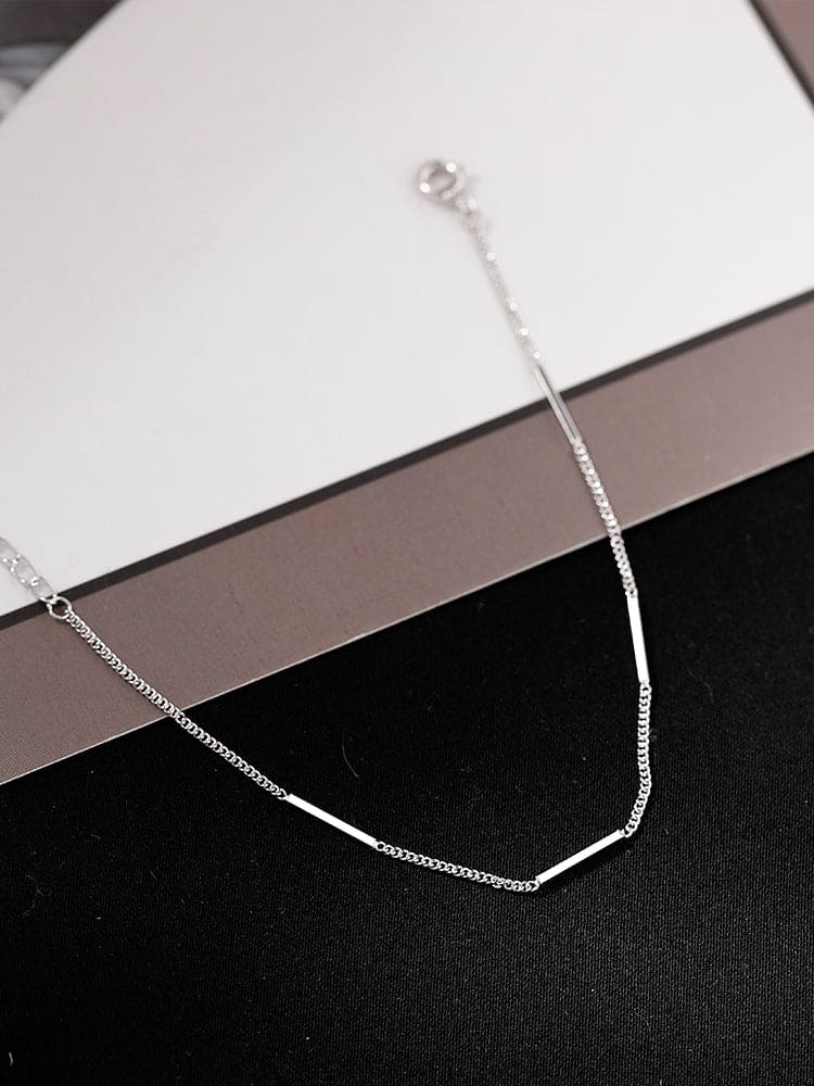 Minimal Stackable Dainty 925 Sterling Silver Solid Chain Link Bracelet