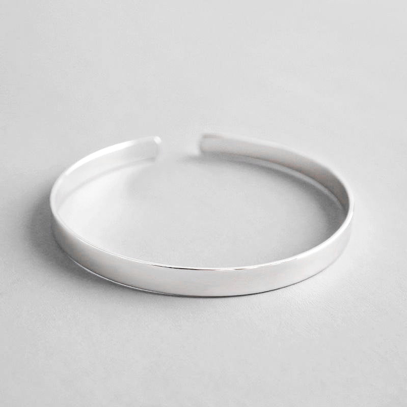Minimalist Stackable 925 Sterling Silver 5mm Simple Solid Bracelet